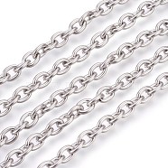 201 Stainless Steel Cable Chains, Unwelded, Oval, Stainless Steel Color, 8x6x1.5mm(CHS-L017-09E-01)
