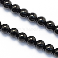 Round Natural Black Onyx Beads Strands, 8mm, Hole: 1mm, about 48pcs/strand, 15.1 inch(G-S119-8mm)