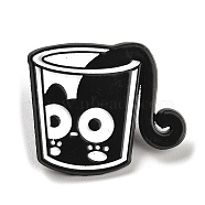 Cartoon Cat Enamel Pin, Alloy Brooch for Backpack Clothes, Black, 24x28x1.5mm(JEWB-P032-D10)