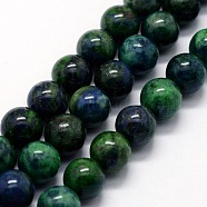 Natural Chrysocolla and Lapis Lazuli Beads Strands, Dyed, Round, 8mm, Hole: 0.8mm, about 47pcs/strand,  14.96 inch(38cm)(X-G-I199-37-8mm)