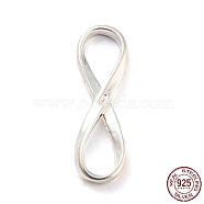 925 Sterling Silver Pendants, Infinity Charms, with 925 Stamp, Silver, 24.5x7.8x2.5mm, Hole: 8x5mm(STER-NH0001-05B-S)
