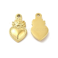 Ion Plating(IP) 304 Stainless Steel Charms, Sacred Heart Charm, Real 14K Gold Plated, 14x8x2mm, Hole: 1mm(X-STAS-F284-14G)