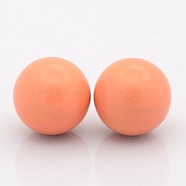 No Hole Spray Painted Brass Round Ball Beads Fit Cage Pendants, Orange, 18mm(KKB-J002-07)
