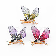 Bling Butterfly Resin Brooch, Animal Rhinestone Lapel Pin for Backpack Clothes, Light Gold, Nickel Free & Lead Free, Mixed Color, 30x28x13mm, Pin: 0.8mm(JEWB-N007-020-FF)