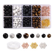 DIY Bracelet Making Kits, Including Natural Gemstone Round Beads, Alloy Daisy Spacer Beads, Beading Elastic Thread, Beads: 200pcs(DIY-FS0001-12)