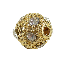 Middle East Rhinestone, Round, Brass, Golden Metal Color, Nickel Free, Size: about 10mm diameter, hole: 2mm(X-RSBR10mm-NFG)