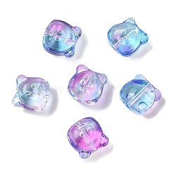 Transparent Spray Paint Glass Beads, Bear, Purple, 10x10x7.5mm, Hole: 0.9mm(GLAA-Z011-01A)