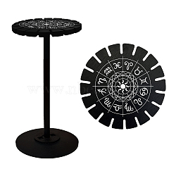 Wooden Wheel, Wooden Display Shelf, Black Holder Stand, Rustic Divination Pendulum Storage Rack, Witch Stuff, Constellation Pattern, Wheel: 120x8mm, 2pcs, Studdle: 288x12mm, 1pc(DJEW-WH0046-031)