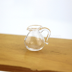 Glass Miniature Teapot Ornaments, Micro Landscape Garden Dollhouse Accessories, Pretending Prop Decorations, with Handle, Clear, 23x20mm(BOTT-PW0001-164B)