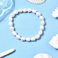 Natural Cultured Freshwater Pearl Beads Stretch Bracelets for Women, Rice, Seashell Color, Inner Diameter: 2-1/8 inch(5.5cm)(BJEW-JB12302)