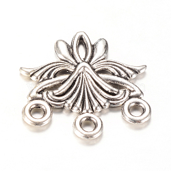 Tibetan Style Alloy Chandelier Components Links, Cadmium Free & Nickel Free & Lead Free, Antique Silver, 27x27x2.5mm, Hole: 2.5mm, 6x1.5mm, about 285pcs/1000g(TIBE-Q064-27AS-NR)