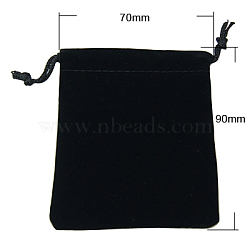 Velvet Jewelry Bags, Black, 90x70mm(X-TP-A001-7x9cm-2)