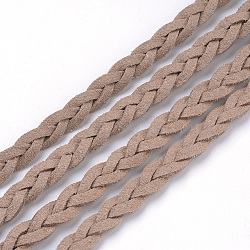 Braided Faux Suede Cord, Faux Suede Lace, Tan, 7x3mm, about 45yards/bundle(LW-Q008-2.7mm-1109)