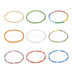 9Pcs 9 Color Glass Seed Beaded Stretch Anklets Set, Stackable Anklets for Women, Mixed Color, Inner Diameter: 2-5/8 inch(6.8cm), 1Pc/color(AJEW-AN00485)