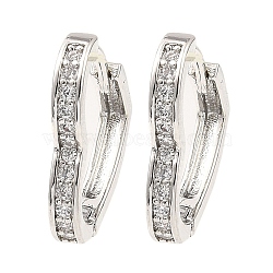 Brass Micro Pave Cubic Zirconia Hoop Earring, Heart, Platinum, 16x2x14.5mm(EJEW-D078-23P)