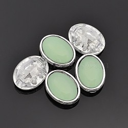 Sew on Taiwan Acrylic, Garment Accessories, Faceted, Oval, Light Green, 20x15x7mm, Hole: 1mm(SA22-13x18-ACS-H30)