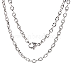 304 Stainless Steel Cable Chains for Necklace Making, with Lobster Claw Clasps, Stainless Steel Color, 23.6 inch(60cm)(X-STAS-P045-03P)