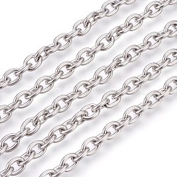 201 Stainless Steel Cable Chains, Unwelded, Oval, Stainless Steel Color, 8x6x1.5mm(CHS-L017-09E-01)