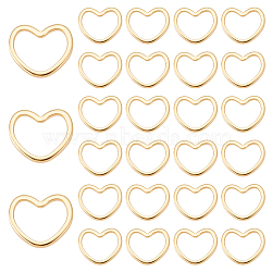 30Pcs Brass Heart Linking Rings, Long-Lasting Plated, Real 18K Gold Plated, 8.5x10.5x1mm, Inner Diameter: 5x8mm(KK-HY0004-15)