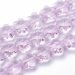 Transparent Glass Beads, Faceted, Plum Blossom, Pearl Pink, 13x13.5x8.5mm, Hole: 1mm(X-GLAA-Q066-14mm-C16)