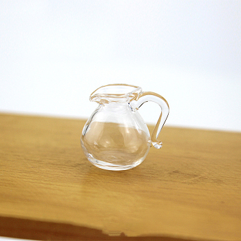 Glass Miniature Teapot Ornaments, Micro Landscape Garden Dollhouse Accessories, Pretending Prop Decorations, with Handle, Clear, 23x20mm