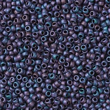 TOHO Round Seed Beads, Japanese Seed Beads, (705) Matte Color Frost Iris Blue, 15/0, 1.5mm, Hole: 0.7mm, about 15000pcs/50g
