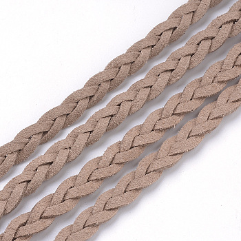 Braided Faux Suede Cord, Faux Suede Lace, Tan, 7x3mm, about 45yards/bundle