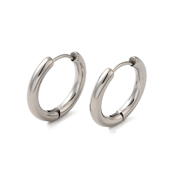 304 Stainless Steel Hoop Earrings, Manual Polishing Huggie Earrings, Stainless Steel Color, 9 Gauge, 20x3mm, Pin: 0.9mm(±0.1mm), Inner Diameter: 14mm