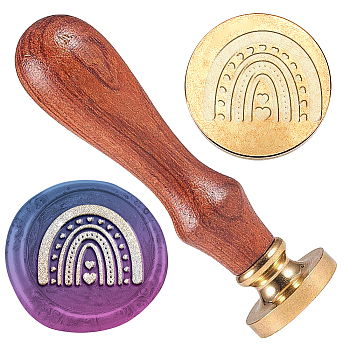 Wax Seal Stamp Set, Sealing Wax Stamp Solid Brass Head,  Wood Handle Retro Brass Stamp Kit Removable, for Envelopes Invitations, Gift Card, Rainbow, 83x22mm, Stamps: 25x14.5mm