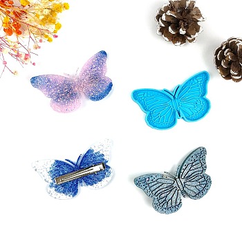 Butterfly Shaped Ornament Silicone Molds, Resin Casting Molds, for Hair Accessories Craft Making, Deep Sky Blue, 52x94x6mm