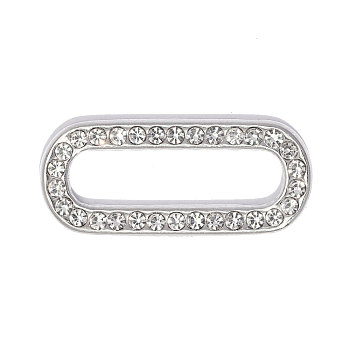 304 Stainless Steel with Crystal Rhinestone Pendants, Ion Plating(IP), Oval Charms, Hand Polished, Stainless Steel Color, 23x10mm, Hole: 5mm