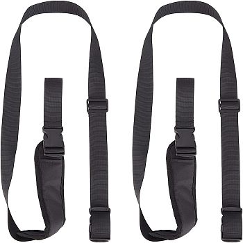 SUPERFINDINGS Nylon Skateboard Shoulder Straps, with Plastic Hasp, Black, 103~173x4x0.1cm