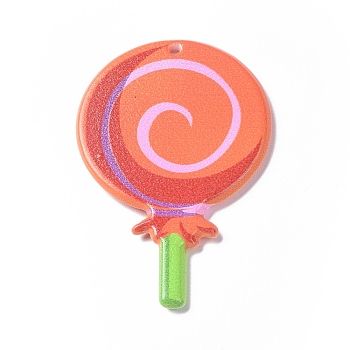 Printed Acrylic Pendants, Lollipop, 46.5x31x2.5mm, Hole: 1.5mm