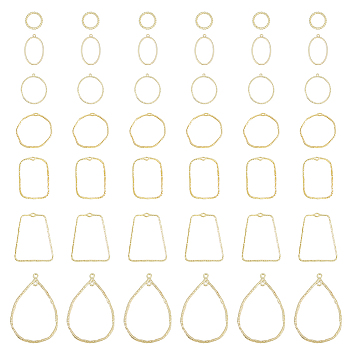 DIY Jewelry Making Making Kit, Including Alloy Linking Rings & Open Back Bezel Pendants, Ring & Trapezoid & Teardrop & Rectangle, Cadmium Free & Lead Free, Light Gold, 42Pcs/box