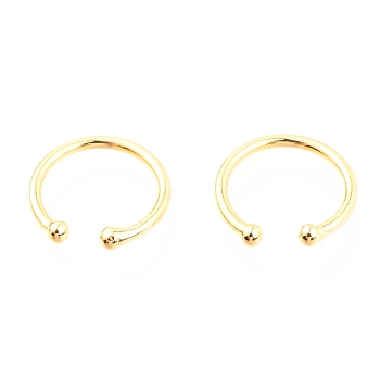 925 Sterling Silver Cuff Earrings, Ring with Round, Real 18K Gold Plated, 12x1mm