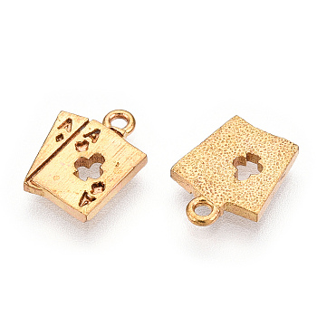 Brass Charms, Nickel Free, Playing Card, Unplated, 11x8.5x1.5mm, Hole: 1mm