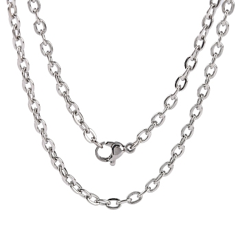 304 Stainless Steel Cable Chains for Necklace Making, with Lobster Claw Clasps, Stainless Steel Color, 23.6 inch(60cm)