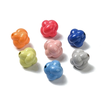 Opaque Baking Paint Acrylic Beads, Woolen Yarn Ball, Mixed Color, 17x18x18mm, Hole: 3mm