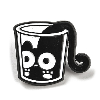 Cartoon Cat Enamel Pin, Alloy Brooch for Backpack Clothes, Black, 24x28x1.5mm