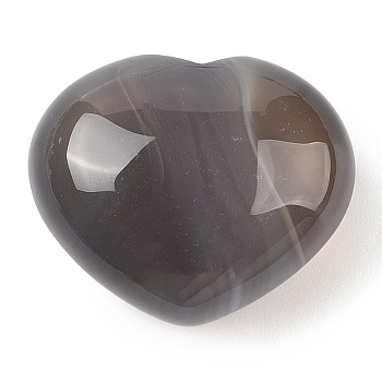 Natural Grey Agate Love Heart Stone, Pocket Palm Stone for Reiki Balancing, 24~25.5x30x15~17mm