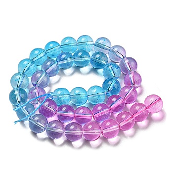 Dyed & Heated Synthetic Quartz Beads Strands, Gradient Color Round Beads, Violet, 10mm, Hole: 1mm, about 41~42pcs/strand, 14.76''~15.16''(37.5~38.5cm)