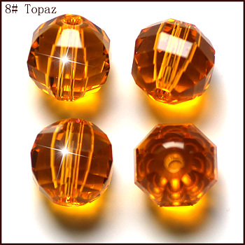 Imitation Austrian Crystal Beads, Grade AAA, Faceted, Round, Orange, 8mm, Hole: 0.9~1mm