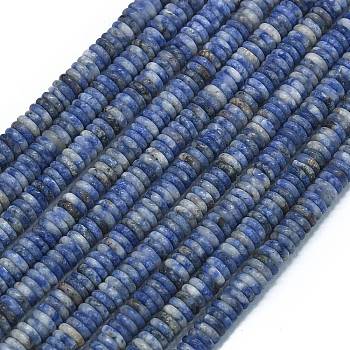 Frosted Natural Blue Spot Jasper Beads Strands, Rondelle, 6x2mm, Hole: 0.7mm, about 182pcs/strand, 15.16''(38.5cm)