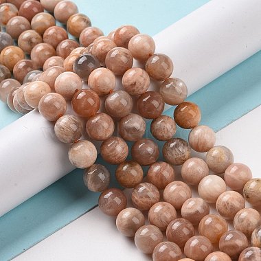 Rondes sunstone naturelle perles brins(G-I176-09-8mm)-4