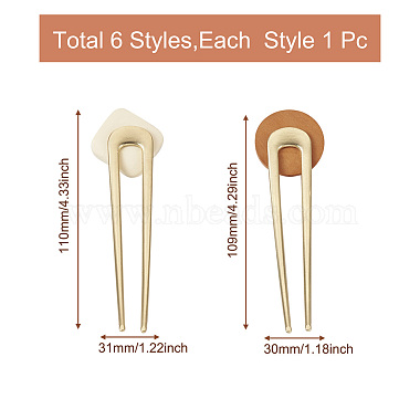 Biyun 6 шт. 6 стиля вилки для волос из цинкового сплава(PALLOY-BY0001-02)-3
