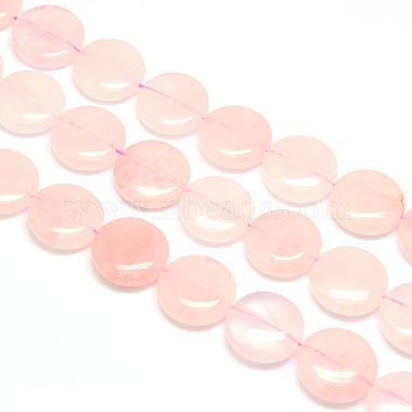 20mm Flat Round Rose Quartz Beads