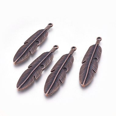 Red Copper Feather Alloy Big Pendants