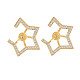 Brass Micro Pave Clear Cubic Zirconia Stud Earring Findings(KK-S364-056)-1
