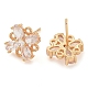 Rack Plating Flower Brass Cubic Zirconia Stud Earrings(EJEW-M090-13G-01)-2