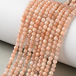 Natural Sunstone Beads Strands, Round, Smooth, Light Salmon, 3mm, Hole: 0.7mm, about 122pcs/strand, 15.16~15.28 inch(38.5~38.8cm)(G-C284-C02-3mm-01)
